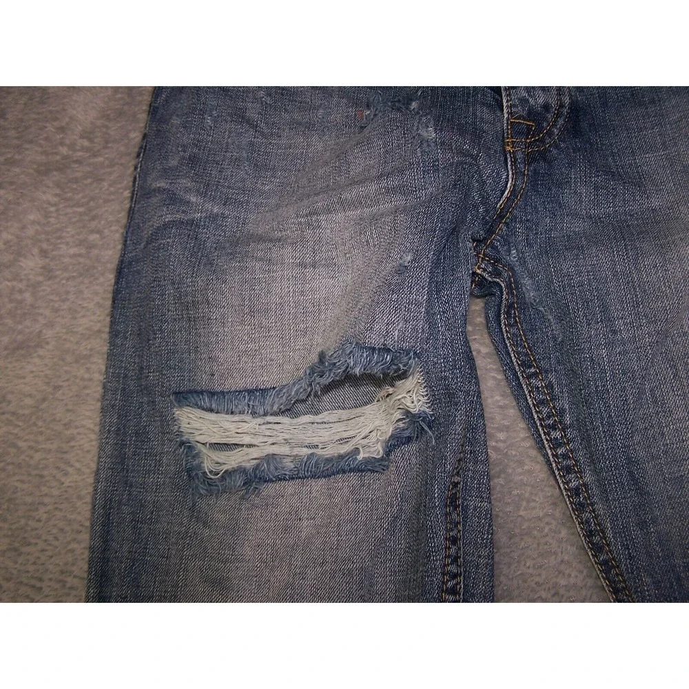 Forever‎ 21 Jeans Men's 32X29 (Tag 33) Skinny Slim Distressed Blue Button Fly